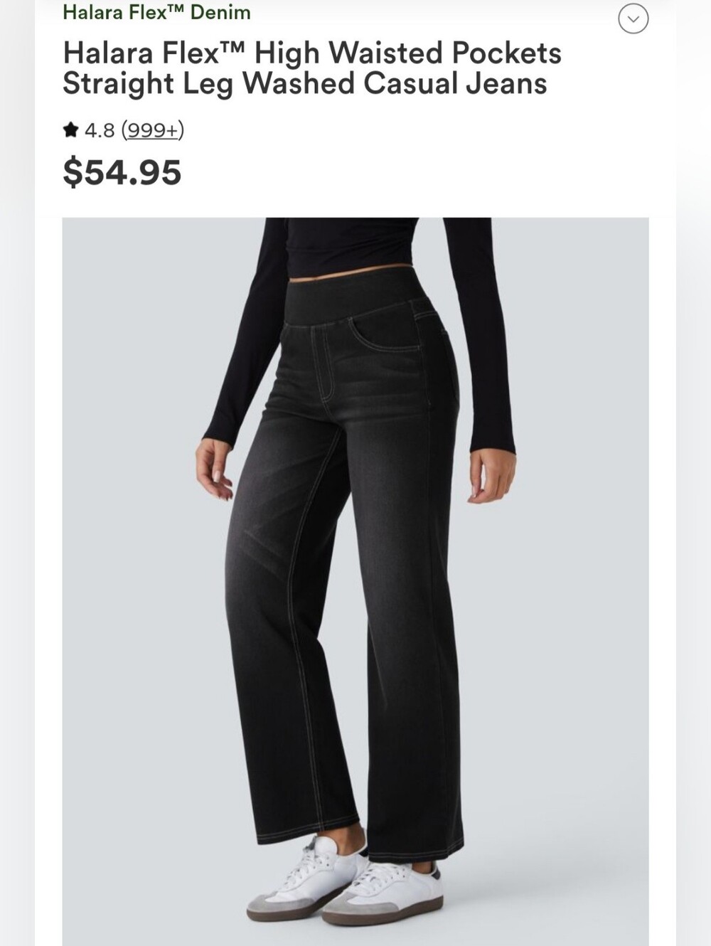 NWT Halara Flex Black Size Small High Waisted Denim Straight Leg Pocket Jeans